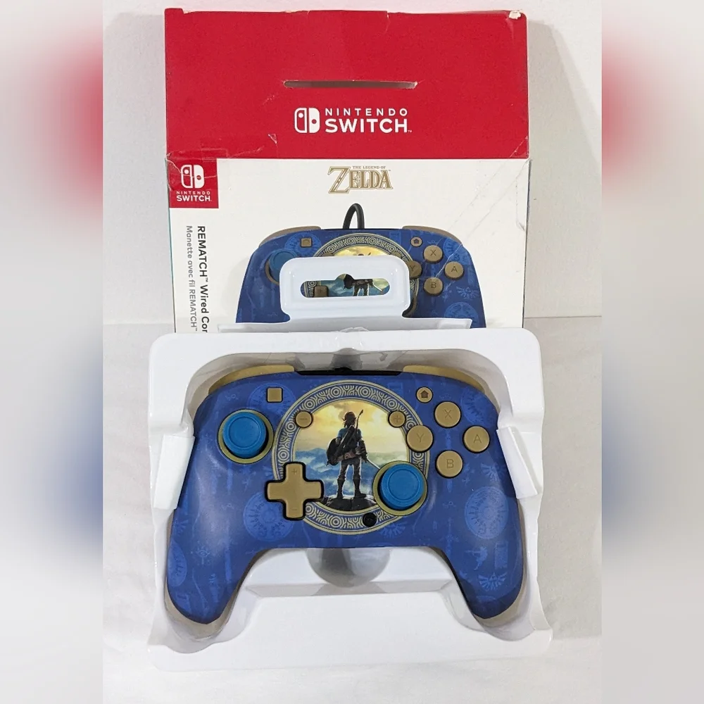 The Legend of Zelda Nintendo Switch PDP Hyrule Blue Rematch Wired Controller
